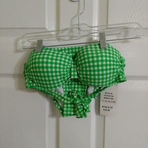 ⭐NWT Green Gingham Halter Pushup Bikini
